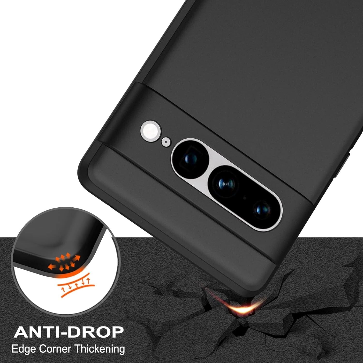Google Pixel 7 Pro Case Slim Soft Shockproof Cover Matte Black - FIXgenie