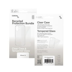 iPhone 16 Series Caseym Recycled Protection Bundle Clear Case w/ Protector - FIXgenie