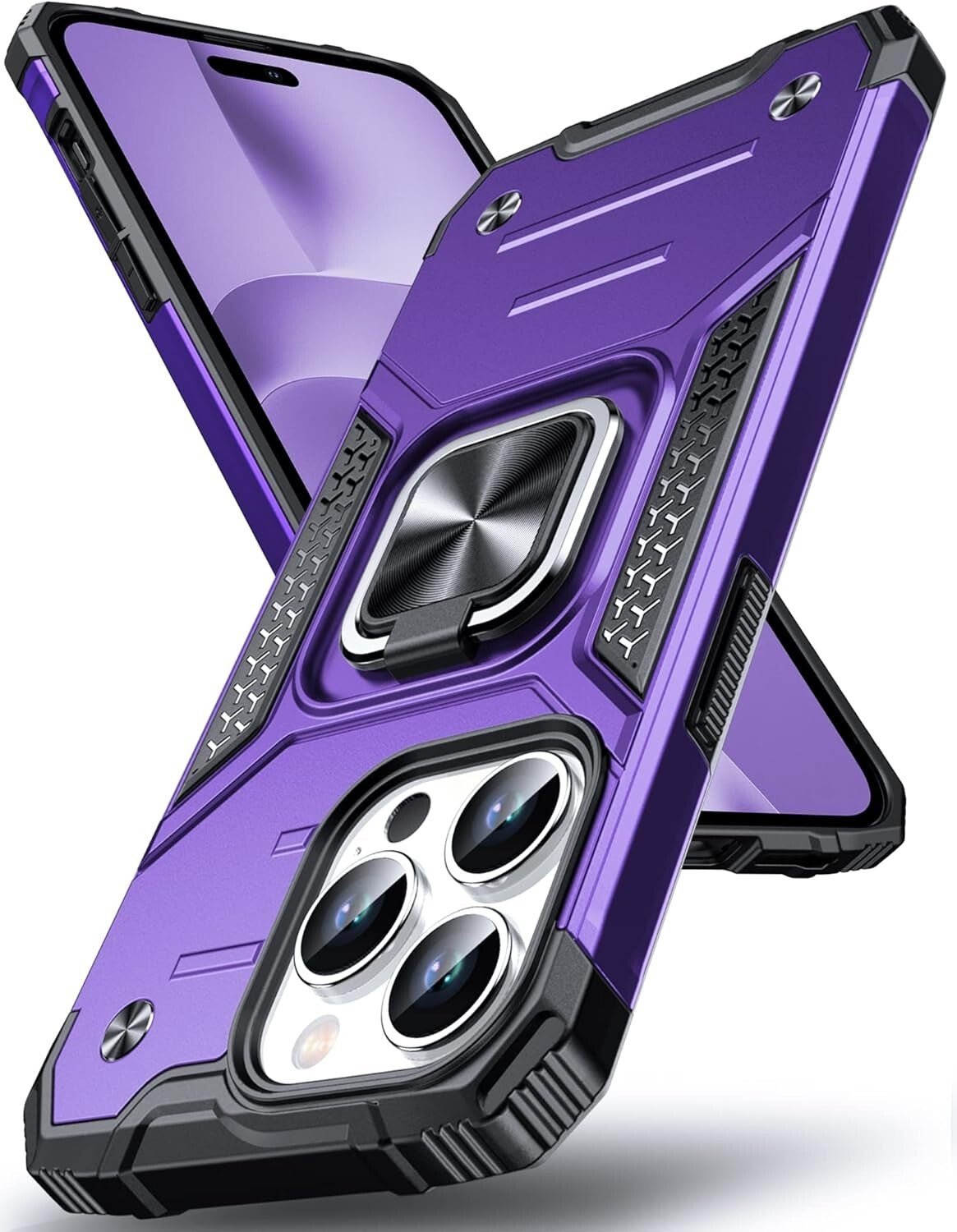iPhone 14 Pro Military Grade Shockproof Case Cover with Kickstand Ring - FIXgenie