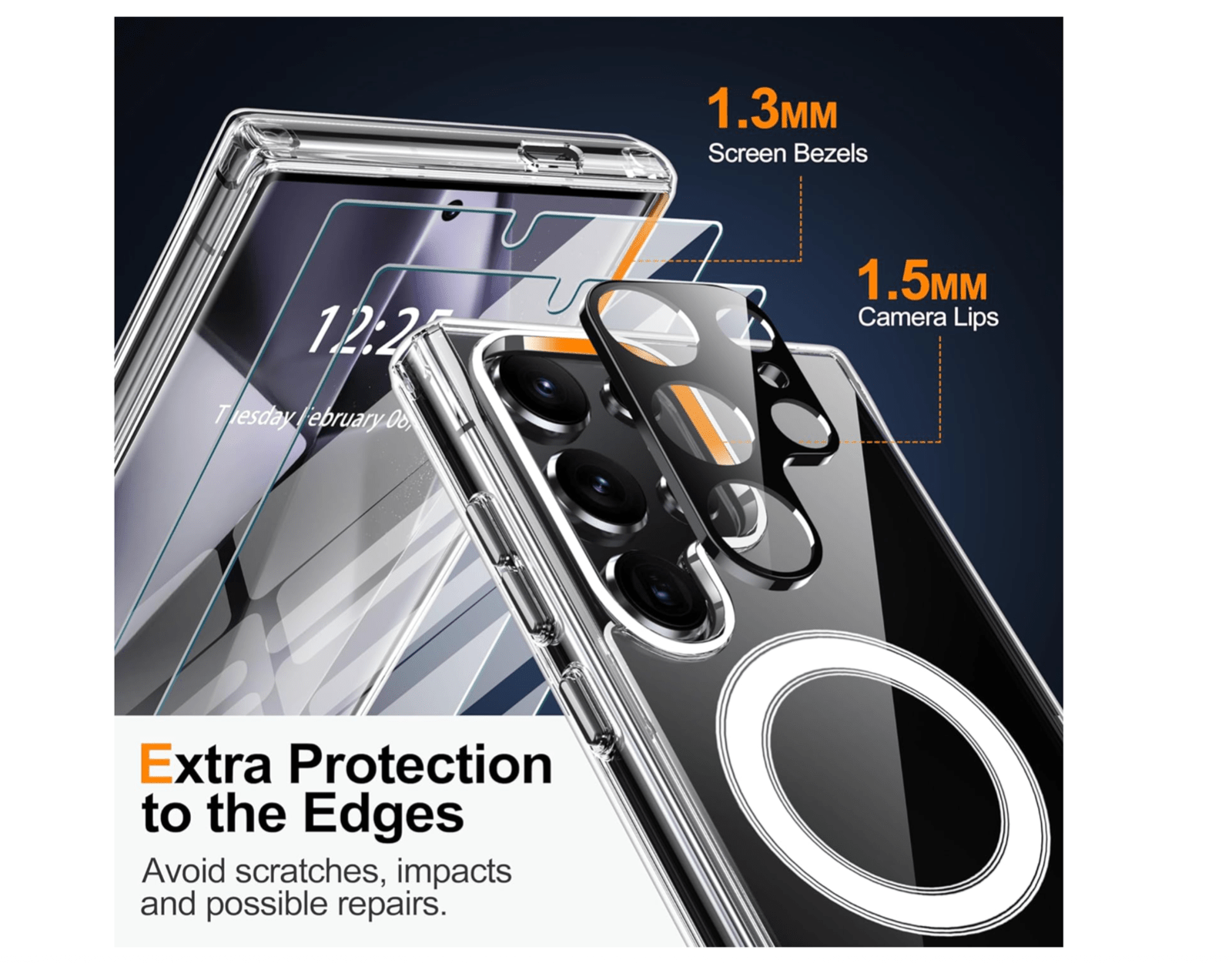 Clear Non - Yellowing Protective Magnetic Case For Samsung Galaxy S24 Ultra - FIXgenie