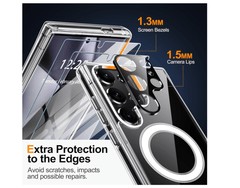 Clear Non - Yellowing Protective Magnetic Case For Samsung Galaxy S24 Ultra - FIXgenie