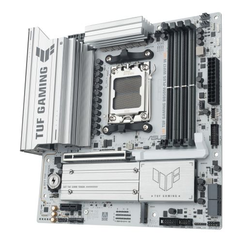 Asus TUF GAMING B850M - PLUS WIFI7 W, AMD B850, AM5, Micro ATX, 4 DDR5, HDMI, DP, Wi - Fi 7, 2.5G LAN, 3x M.2, White - FIXgenie