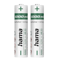 Hama NiMH AAA Micro Rechargeable Batteries (2-Pack), 1000mAh, 1.2V