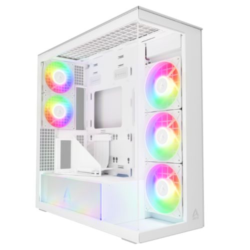 Arctic Xtender VG (White) Case w/ Clear Glass Side and Front, E-ATX, 5x ARGB Fans, ARGB PSU Shroud, Mesh Airflow, GPU Vertical Mount, USB-C 10Gbps