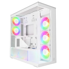 Arctic Xtender VG (White) Case w/ Clear Glass Side and Front, E-ATX, 5x ARGB Fans, ARGB PSU Shroud, Mesh Airflow, GPU Vertical Mount, USB-C 10Gbps