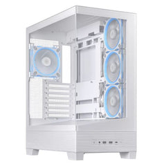 Asus A31 Plus ARGB Gaming Case w/ Front & Side Glass Windows, ATX, 4x ARGB Fans, USB - C, Angled Base, Asus BTF Compatible, White - FIXgenie