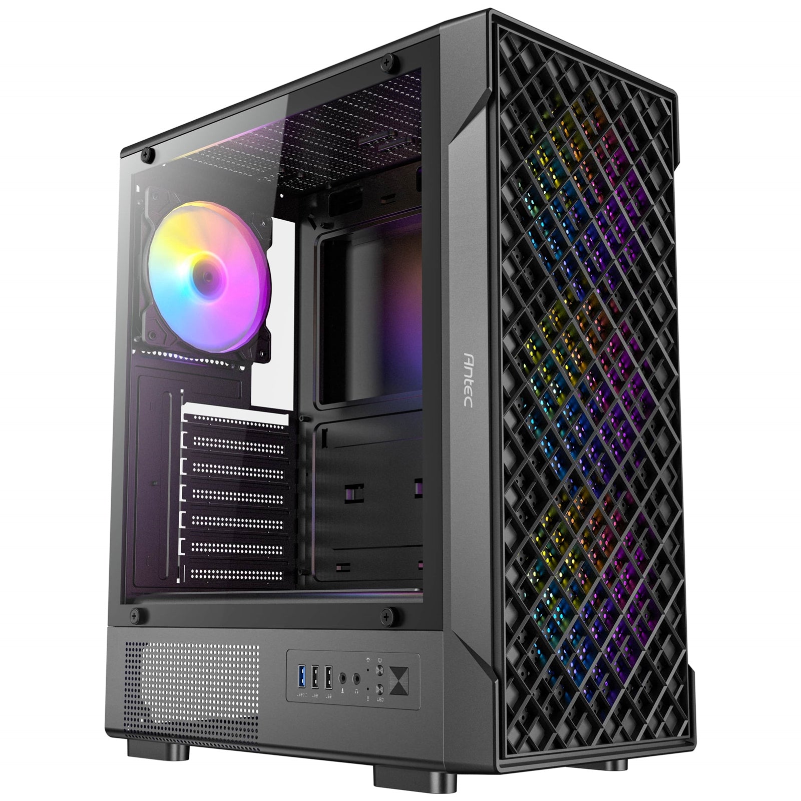 Antec VX320 ARGB Mid - Tower Gaming PC Case - Pre - Installed 4 x 120mm ARGB Fans, Tempered Glass Side Panel, High - Airflow Mesh Front - ATX/Micro - ATX/ITX - FIXgenie