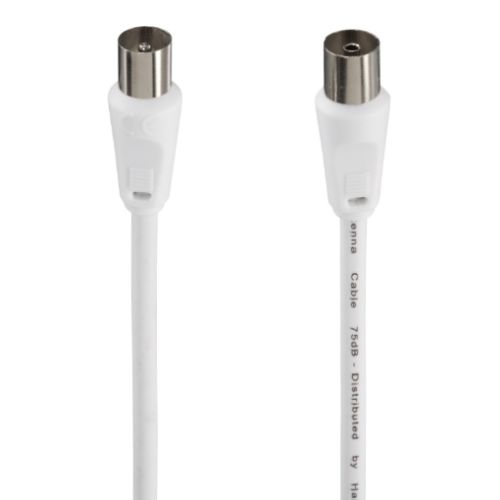 Hama Antenna Cable, Coax Male to Coax Female, 75dB, 10 Metre, White - FIXgenie