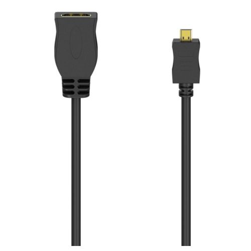 Hama HDMI Type - D (Micro) Male to HDMI Female Cable, Gold - Plated, 10cm - FIXgenie