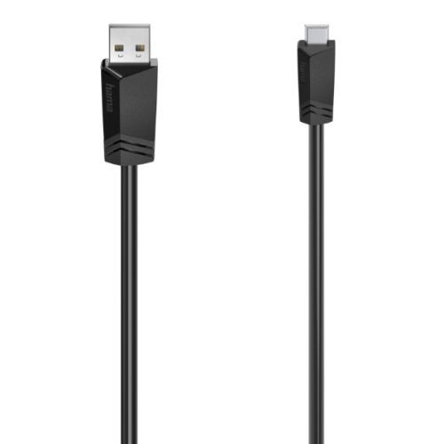 Hama Mini USB Cable, USB - A Male to USB Mini B Male, USB 2.0, 1.5 Metre, Black - FIXgenie
