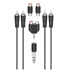 Hama RCA Connection Kit, 2x RCA Plugs to 2x RCA Plugs, 4x Adapters, 2.5 Metre - FIXgenie