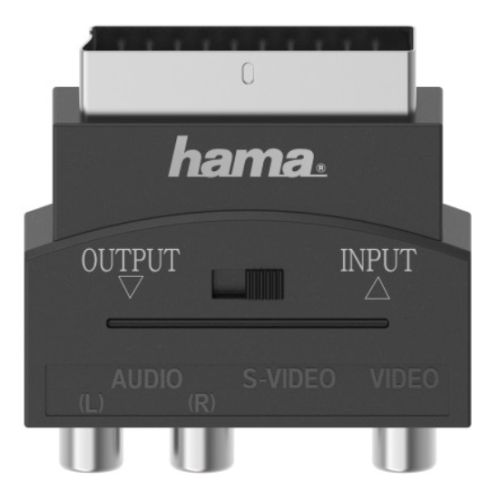 Hama Video Adapter - Scart Male to S - VHS Socket / 3x RCA Sockets, IN/OUT Switch - FIXgenie