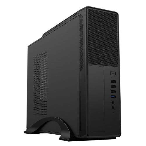 CiT S014C Micro ATX Slim Desktop Case, 300W PSU, Mesh Front, 80mm Fan, USB - C, Black - FIXgenie