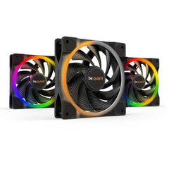 Be Quiet! (BL077) Light Wings 12cm PWM ARGB High Speed Case Fans (3 Pack), Rifle Bearing, 18 LEDs, Front & Rear Lighting, Up to 2500 RPM, ARGB Hub included