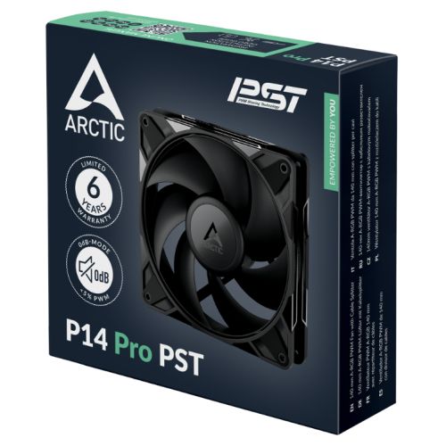 ARCTIC P14 Pro PST 14cm PWM Case Fan w/ Cable Splitter, Fluid Dynamic Bearing, 400 - 2500 RPM, Black - FIXgenie