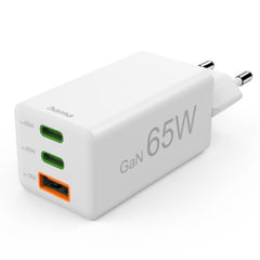 Hama Mini Euro Plug USB Travel Charger, 2x USB - C, 1x USB - A, 65W, Fast Charge, Power Delivery, Qualcomm 3.0, White - FIXgenie