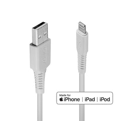 Lindy 31327 2m USB - A (M) 2.0 To Lightening (M) MFi Certified 480Mbps Cable - White - FIXgenie