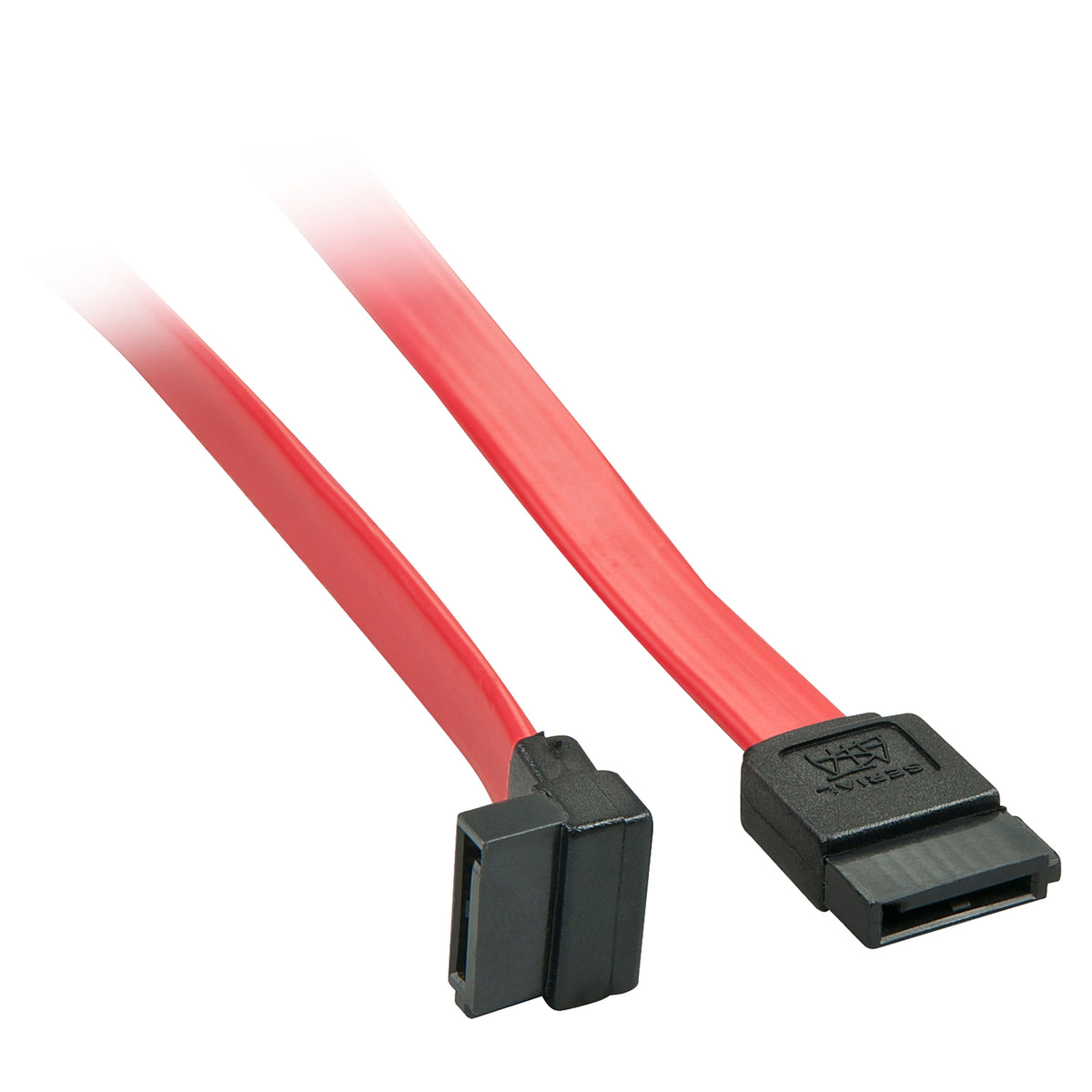 Lindy 33351 0.5m SATA (7 Pin) to 90 Deg SATA (7 Pin) Cable - Red/Black - FIXgenie