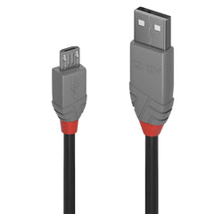 Lindy 36734 3m USB - A (M) 2.0 To USB Micro - B (M) 2.0 Anthra Line 480Mbps Cable - Black - FIXgenie