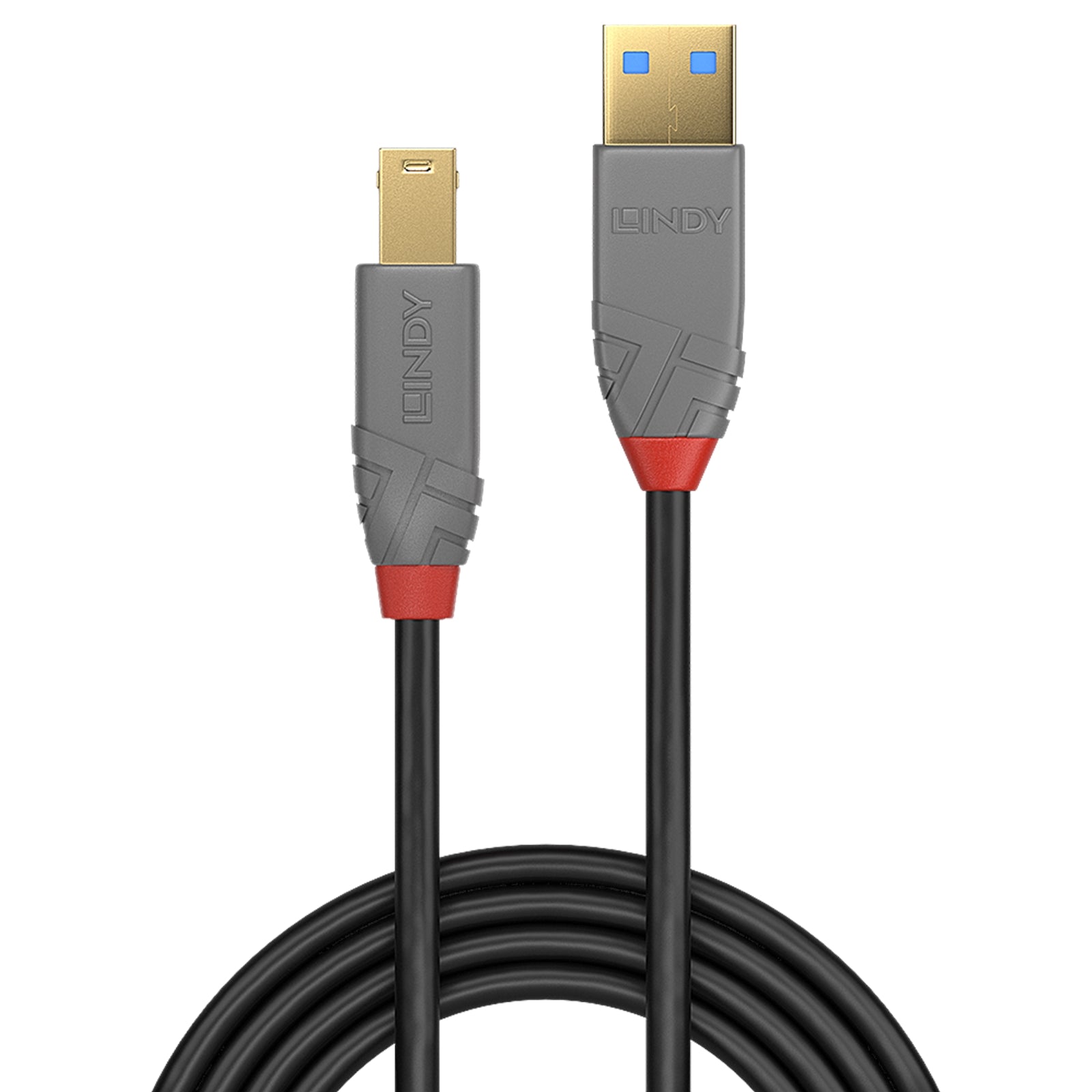 Lindy 36744 5m USB - A (M) 3.2 To USB - B (M) 3.2 Anthra Line 5Gbps Cable - Black - FIXgenie