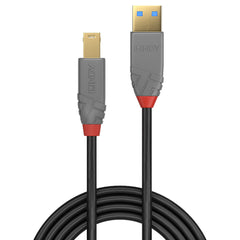 Lindy 36744 5m USB - A (M) 3.2 To USB - B (M) 3.2 Anthra Line 5Gbps Cable - Black - FIXgenie