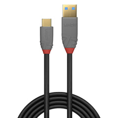 Lindy 36912 1.5m USB - A (M) 3.2 To USB - C (M) 3.2 5 Amp PD 3.0 Anthra Line 10Gbps Cable - Black - FIXgenie