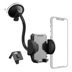 Hama (Multi) 2 - in - 1 Mobile Phone Holder, Suction Cup/Grating Clamp, Flexible Arm, 360° Rotation - FIXgenie