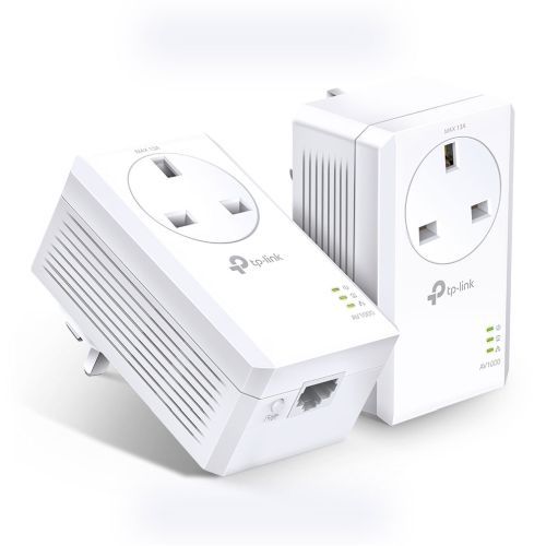 TP - LINK (TL - PA7017P KIT) AV1000 GB Powerline Adapter Kit, 1 - Port, AC Pass Through - FIXgenie