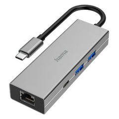 Hama 3 - Port USB - C 3.2 Gen1 Hub w/ LAN - 2x USB - A, 1x USB - C, 1x GB LAN, USB Powered - FIXgenie