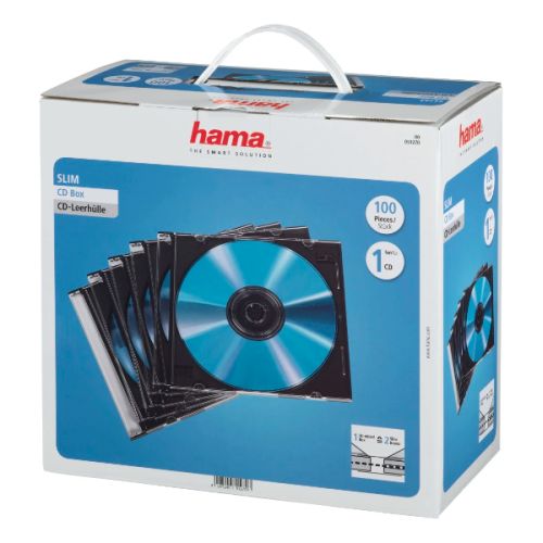Hama CD/DVD/Blu - Ray Slim Jewel Cases x100, Transparent/Black - FIXgenie