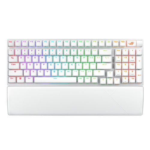 Asus ROG STRIX SCOPE II 96 Wireless Mechanical RGB Gaming Keyboard, 96% Layout, Streamer Hotkeys, Multifunction Controls, Sound-Dampening, White