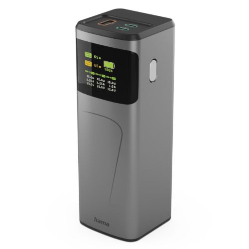 Hama High Power 65W 20000mAh Power Pack, 2x USB - C, USB - A, Fast Charging, Colour Display - FIXgenie
