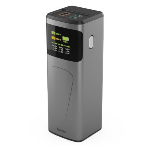 Hama High Power 200W 24000mAh Power Pack, 2x USB - C, USB - A, Fast Charging, Colour Display - FIXgenie
