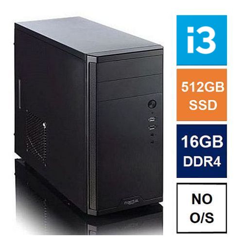 FIXgenie MATX Tower PC, Fractal Core 1100 Case, i3 - 14100, 16GB DDR4, 512GB SSD, Bequiet 550W, No Optical, KB & Mouse, No Operating System - FIXgenie