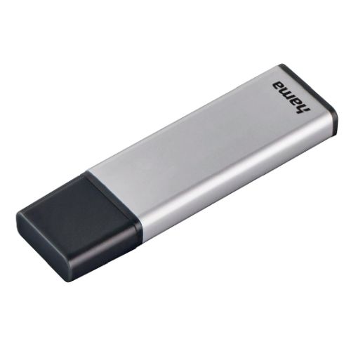 Hama Classic 32GB USB 3.0 Memory Pen, Aluminium, Cap, Keyring, 70MB/s, Black/Silver - FIXgenie