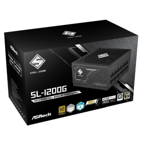 Asrock 1200W Steel Legend SL - 1200G PSU, Fully Modular, 80+ Gold, Cybenetics Platinum & Lambda A, ATX 3.1, PCIe 5.1 - FIXgenie