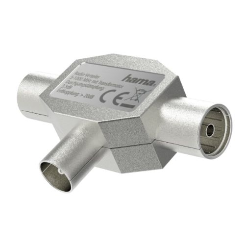 Hama Antenna Splitter, Coax Male to 2x Coax Female, Metal - FIXgenie