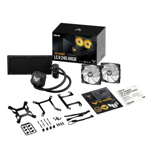 Asus TUF Gaming LC II 240 ARGB Liquid CPU Cooler, 240mm Radiator, ARGB Pump Head, 2 x Gen2 ARGB PWM Fans - FIXgenie