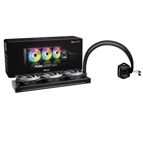 Be Quiet! Pure Loop 3 LX 360mm Liquid CPU Cooler, 3x Light Wings LX Daisy - chained PWM Fans, ARGB Cooling Block w/ 10 Lighting Foils, Black - FIXgenie