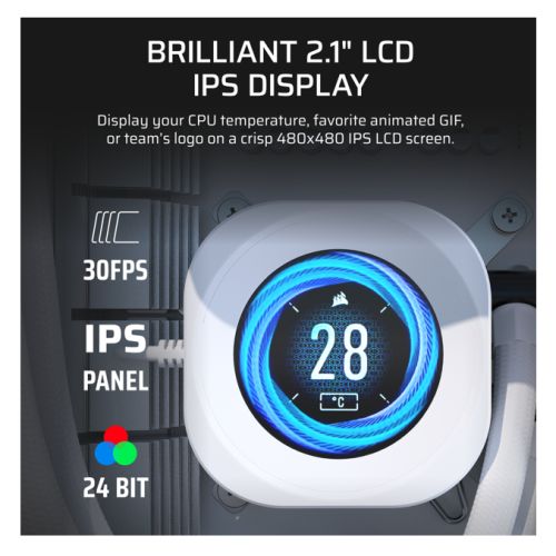 Corsair NAUTILUS RS LCD Module, Customisable 2.1" IPS LCD Screen, iCUE, White *For Corsair NAUTILUS RS & NAUTILUS RS ARGB CPU Coolers Only* - FIXgenie