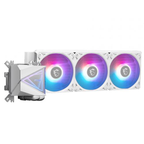 MSI MAG CORELIQUID I360 360mm Liquid CPU Cooler, 3x ARGB PWM Fans, Dual-sided Infinite Mirror Cooling Block, White