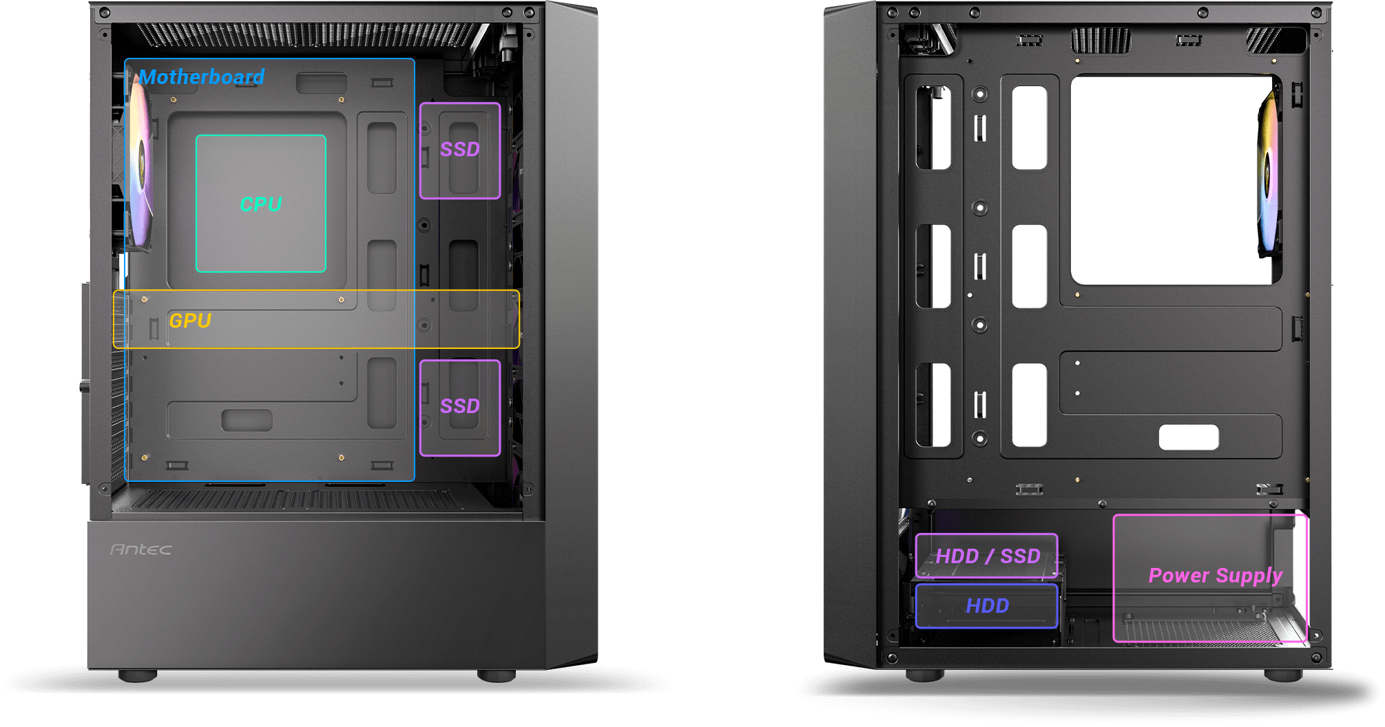 Antec AX26 RGB Elite Mid - Tower Gaming PC Case - Pre - Installed 4 x 120mm Fixed - RGB Fans, Tempered Glass Side Panel, High - Airflow Mesh Front - ATX/Micro - ATX/ITX - FIXgenie