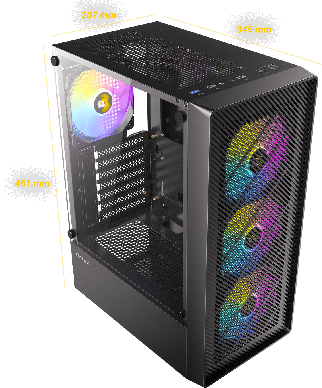 Antec AX26 RGB Elite Mid - Tower Gaming PC Case - Pre - Installed 4 x 120mm Fixed - RGB Fans, Tempered Glass Side Panel, High - Airflow Mesh Front - ATX/Micro - ATX/ITX - FIXgenie