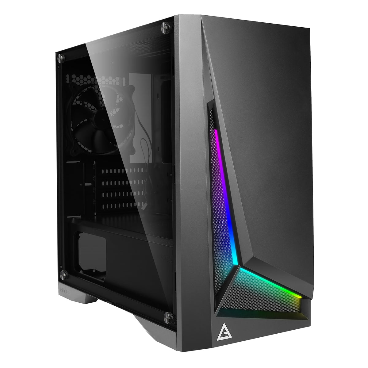 ANTEC DP301M Case, Gaming, Black, Micro Tower, 2 x USB 3.0, Tempered Glass Side Window Panel, Addressable RGB LED Lighting, Micro ATX, Mini - ITX - FIXgenie
