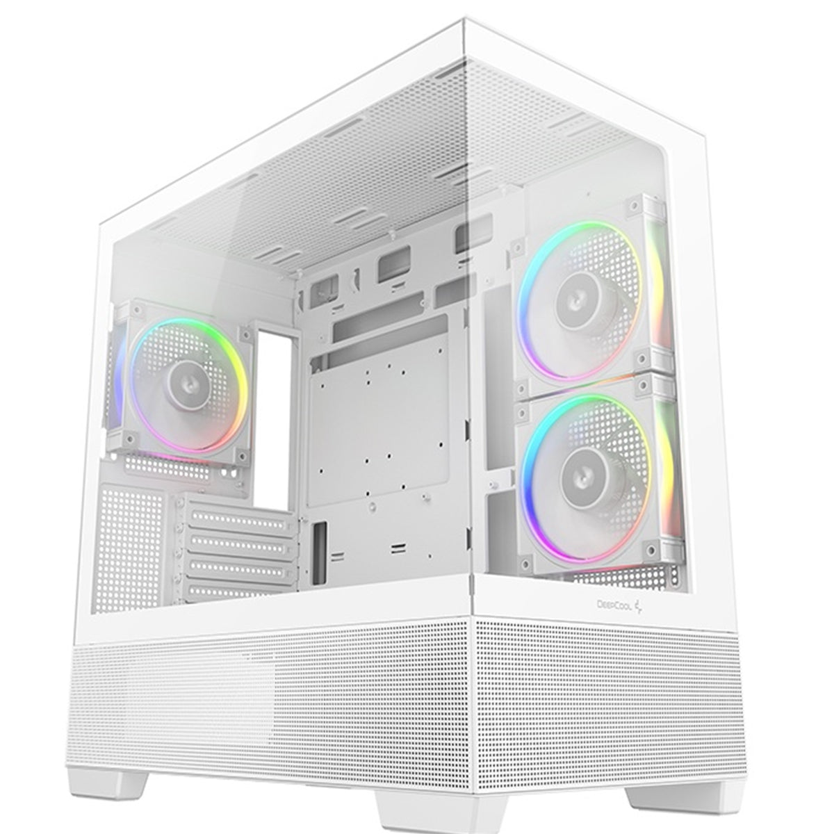 DeepCool CG380 3F Micro-ATX Gaming Case White  Panoramic Tempered Glass Side Panel, Mesh Airflow Front, 3 Pre-Installed ARGB Fans, USB-C & USB-A Front I/O, Spacious SFF/mATX/ITX Build Support