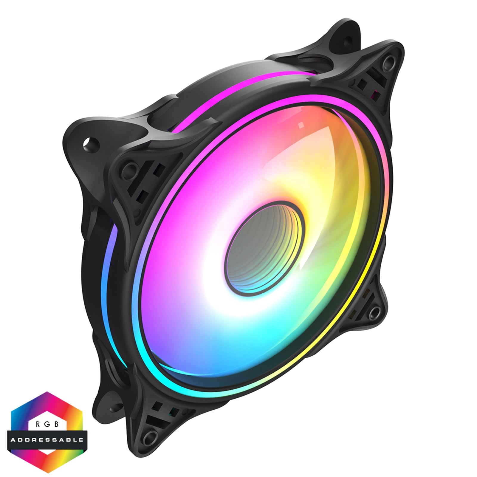 CiT Tornado FNB 120mm RGB LED Fan - High Airflow, Quiet Operation, 4 - Pin PWM, Black - FIXgenie