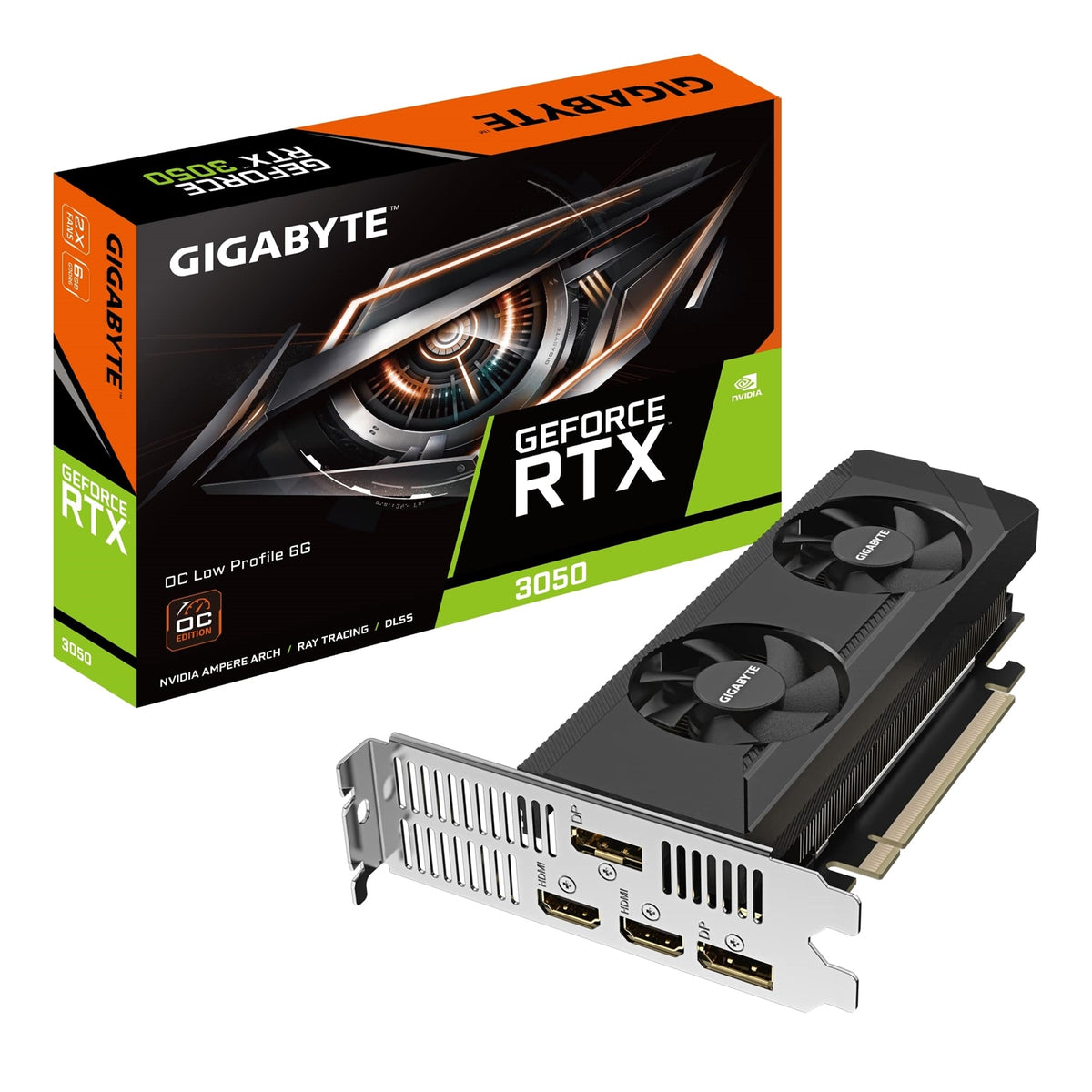 Gigabyte NVIDIA GeForce RTX 3050 OC Low Profile 6GB GDDR6 Graphics Card, 2304 CUDA Cores, 1477 MHz Core Clock, Dual Fan, 2x DisplayPorts / 2x HDMI Ports - FIXgenie