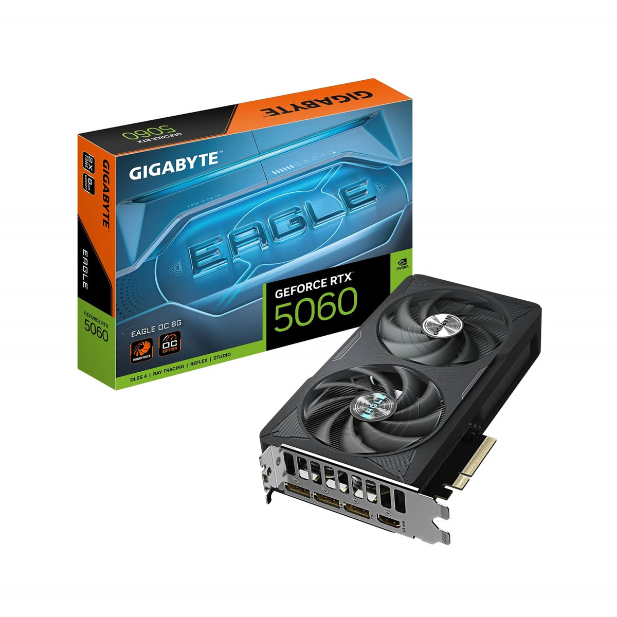 GeForce RTX 5060 EAGLE OC 8G GDDR7 Graphics Card, 3840 CUDA Cores, 2550 MHz Core Clock, Dual Fan, 3x DisplayPorts / 1x HDMI Port