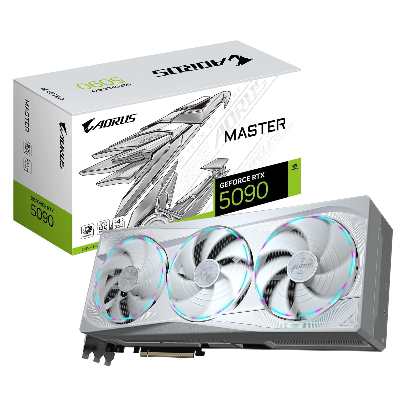 Gigabyte NVIDIA GeForce RTX 5090 AORUS MASTER ICE 32G Graphics Card, 32GB GDDR7, 21760 CUDA Cores, 2655 MHz Core Clock, Triple Fan, White, RGB, 3x DisplayPorts / 1x HDMI Port - FIXgenie