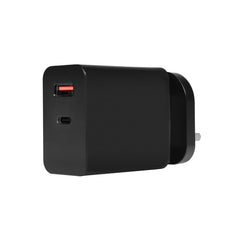 Powercool GaN 65W USB-C and USB-A Charger With 1.7m USB C To USB C Cable Included, Black